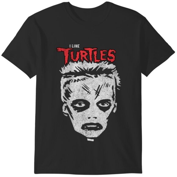 I Like Turtles Zombie Boy Skull Face Retro Meme Fan Collector Classic Humor 05 - Picture 1 of 5